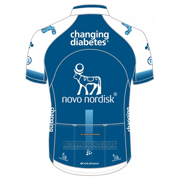 2017 Fahrradbekleidung Novo Nordisk Blau Trikot Kurzarm und Tragerhose